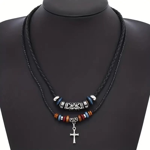 Boho tribal halskette kreuz - boho, pu
