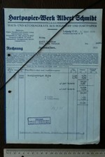 Hartpapier Werk Albert Schmidt Leipzig 1938 Papier Briefkopf Brief Werbung   121