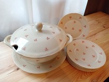 Terrine Groß mit Tellern 1930er Jahre Bavaria Landhausstil Elfenbeinweis