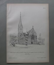 AR91) Architektur Frankfurt 1891 Neubau Peterskirche Turm Uhr Holzstich 28x39