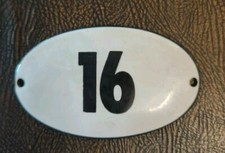  EMAILLIERT HAUSNUMMER  14 METALL SCHILD OVAL Alt