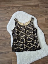 Vintage Pailletten Top Schwarz Gold