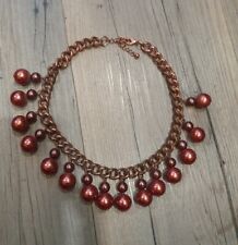 H&M Statement Kette Roségold Perlen Rot It Piece