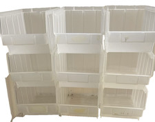 12x Profi Sichtboxen PP Gr.3 Stapelbox Sicht-Lagerbox Boxen Sichtbox Lager Weiß