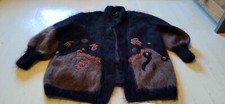 Vintage Strickjacke Escada schwarz braun mit Perlen