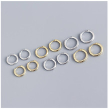 Rund Creole Ohrringe, 925 Sterlingsilber,Silber,Gold,Rosegold 6-7-8-10-12-15