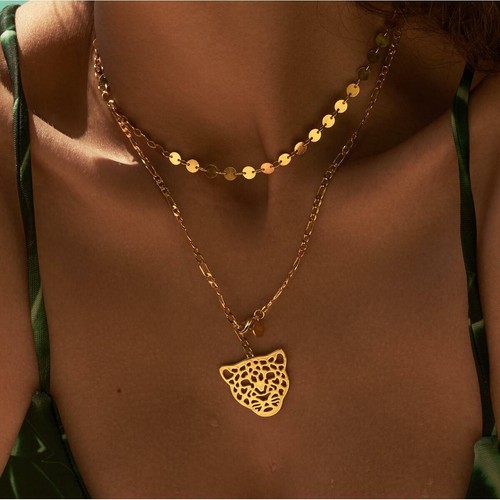 Damen kette anhänger leopard - kette,
