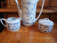 Jäger Eisenberg Kaffeekern - Kaffeekanne, Zuckerdose, Sahnekännchen DDR Ind.Blau