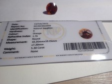 5,30 Karat Ceylonorange Saphir rund brillant geschnitten Nachbildung 10,25 mm