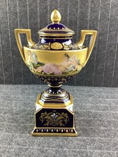 Henkelvase Amphore Antik Gold Blau Porzellan Bachantin Poesie Vase Deko