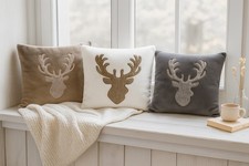 Heimexland Deko Kissen Hirsch Landhaus Flanell Kuschelkissen Fell-Imitat Typ903