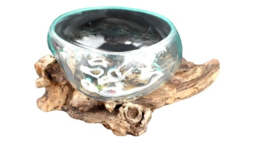 Wurzelholz glas schale - glas,