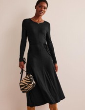 Boden - Lucy Jersey Midi Dress - Kleid  Schwarz Stretch  NEU UK 14  EU 42