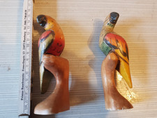 2x HOLZ-PAPAGEI HANDGESCHNITZEN & BEMALT 15-ZOLL-SKULPTUR, 1993 COZUMEL MEXIKO