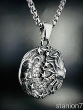 Sonne Mond Sterne Anhänger Edelstahl Kette Liebe Freundschaft Magie Biker 274B