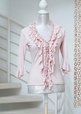 DIETER HEUPEL Bluse Gr. M / 40-42, rosa, Rüschen, Reißverschluss