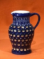 Krug, Saftkrug, Kanne aus Keramik, Töpferei Holland, Elstra,  Motiv Pfauenauge