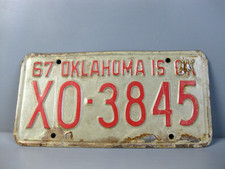 altes Auto Kennzeichen USA OKLAHOMA geprägtes Nummernschild Vintage 60er Jahre