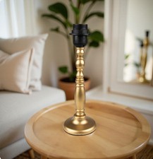 6LMP375 Lampenfuß Stehlampe 10x 30cm Gold Vintage Holz rund Lampensockel