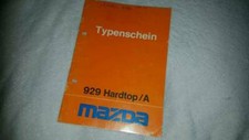 Fahrzeugbrief Typenschein KFZ Brief 1976 Mazda 929 Hardtop A Benzin 1,8 83PS