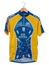 SANTINI Radtrikot Herren 50/L Gelb Blau Sportlich Festina Kurzarm