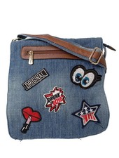 NYLON RED Umhängetasche Mittel Damen Tasche blau-rot-schwarz Casual-Look