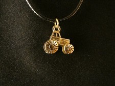 Traktor Anhänger mit Kette 24 Karat Vergoldet Feld Acker Ernte Schlepper Ziehen