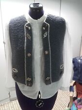 Strickjanker ärmellos klassisches jeansblau Trachtenstil Gr. 38-42  Oktoberfest