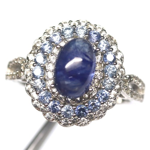 Blauer saphir ring 925 - blauer,