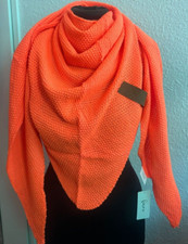 Schal Dreieckstuch Tuch Feinstrick Waffelmuster  neonorange Neu