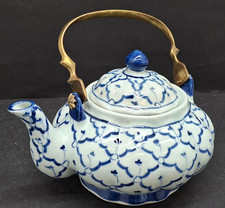 Vintage Teekanne Blau-Weiß