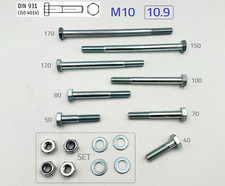 5 St. M10x75 DIN 931 10.9 Sechskantschrauben mit Schaft verzinkt ISO 4014