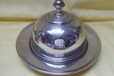 Butterglocke, Kaviardose mit Glaseinsatz silbern, Glockenförmige Butterschale