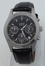 GFF Herrenuhr,Chronograph,Leuchtzeiger,Datumsanzeige,Lederband,die Uhr läuft