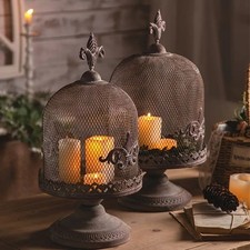 Vintage römische Wohndeko Metall Spitze Cloche Kerze Pflanzenhalter montiert Weihnachten