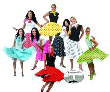 50er Jahre Rock N Roll Tellerrock gepunktet Kostüm Karneval Fasching Rockabilly