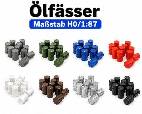 15x ölfässer fässer - h0, 1:87
