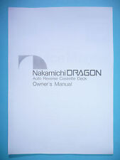 Owner‘s Manual-Bedienungsanleitung für Nakamichi Dragon