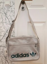 Adidas Retro Sport-Umhängetasche Ca 36x27 Grau / Grün Top Airliner Bag Vintage