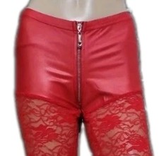 Spitze Zipper Leder Glanz