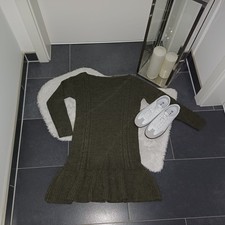 Neu Strickkleid grün Mohair Wolle 36 38 grobstrick zopfmuster Wollkleid kurz Top