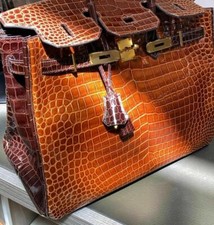 HERMÈS Krokodil Kroko Croco Birkin 35 Bag Damen Tasche Handtasche Handbag Gold