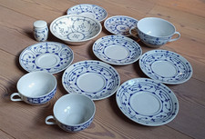 12 tlg. Konvolut Geschirr Strohblume indisch blau vintage, versch. Manufakturen