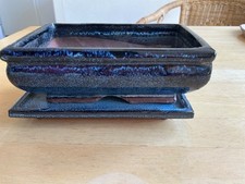 Bonsai Schale mit Untersetzer blau  gebraucht - Zustand super