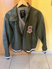 Herren Schwarz Avirex Echtleder Bomber American Flight Jacket Lederjacke XL grün