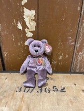 TY Beanie Babies 2000 Signature Bear befleckt lila markiert ausverkauft Sammlerstück