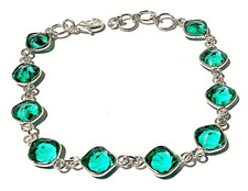 PARAIBA TURMALIN Edelstein HANDGEFERTIGT 925 Sterlingsilber Schmuck Armband