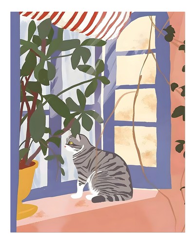 Katzen-Fenster-Wandkunst