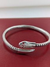 Armreif Schlange 0,835 Silber roter Glasstein