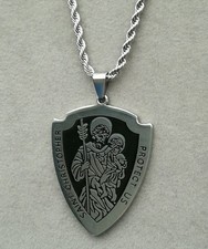 Heiliger Christophorus Anhänger + Halskette Silber St. Christopher Christophoros